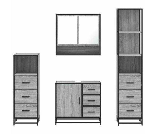 Set de muebles de baño 4 pzas madera contrachapada gris sonoma