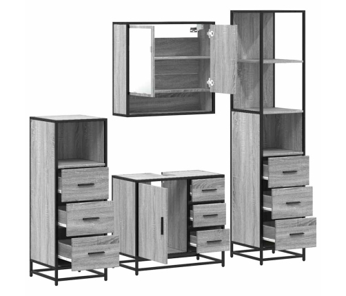 Set de muebles de baño 4 pzas madera contrachapada gris sonoma