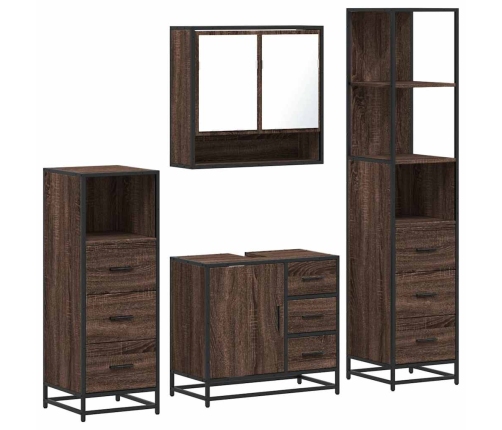 Set de muebles baño 4 pzas madera contrachapada roble marrón