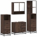 Set de muebles baño 4 pzas madera contrachapada roble marrón