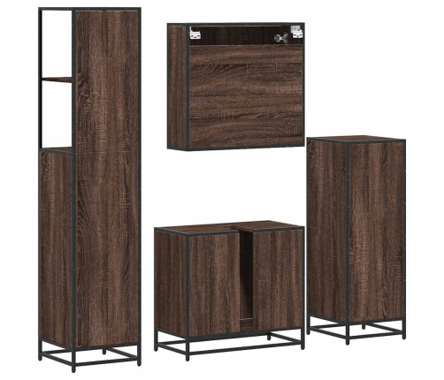 Set de muebles baño 4 pzas madera contrachapada roble marrón