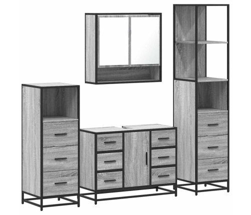 Set de muebles de baño 4 pzas madera contrachapada gris sonoma