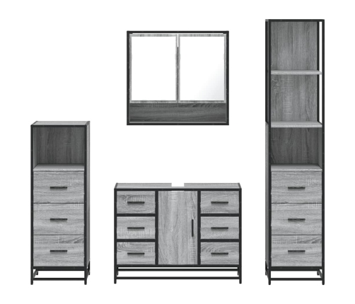 Set de muebles de baño 4 pzas madera contrachapada gris sonoma