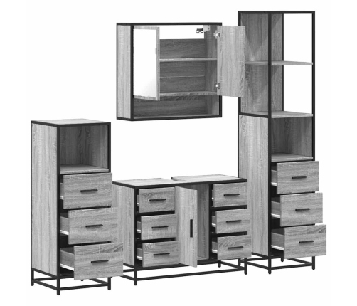 Set de muebles de baño 4 pzas madera contrachapada gris sonoma