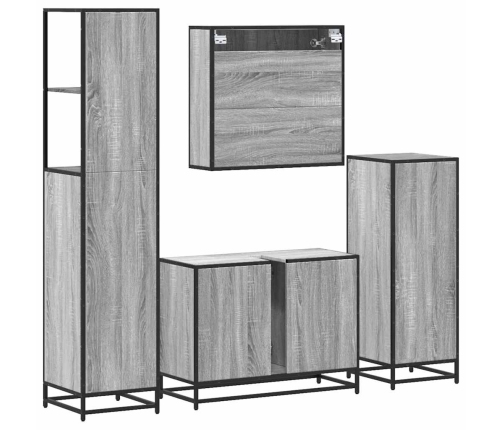 Set de muebles de baño 4 pzas madera contrachapada gris sonoma