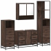 Set de muebles baño 4 pzas madera contrachapada roble marrón