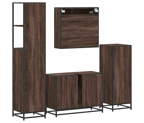 Set de muebles baño 4 pzas madera contrachapada roble marrón