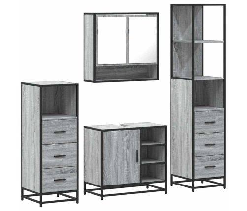 Set de muebles de baño 4 pzas madera contrachapada gris sonoma