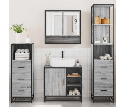 Set de muebles de baño 4 pzas madera contrachapada gris sonoma