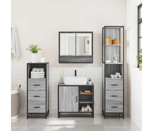 Set de muebles de baño 4 pzas madera contrachapada gris sonoma