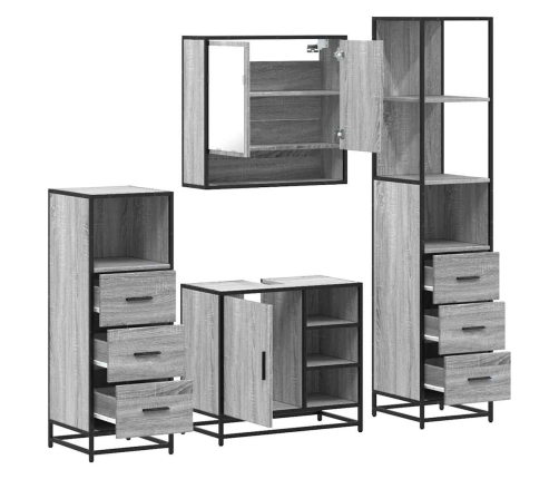 Set de muebles de baño 4 pzas madera contrachapada gris sonoma