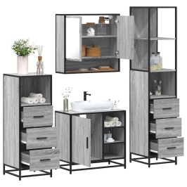 Set de muebles de baño 4 pzas madera contrachapada gris sonoma