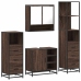 Set de muebles baño 4 pzas madera contrachapada roble marrón