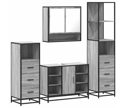 Set de muebles de baño 4 pzas madera contrachapada gris sonoma