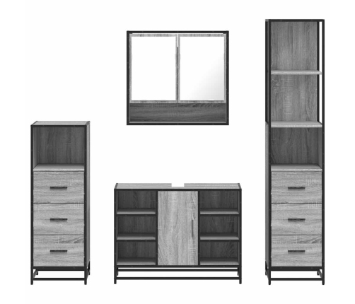 Set de muebles de baño 4 pzas madera contrachapada gris sonoma