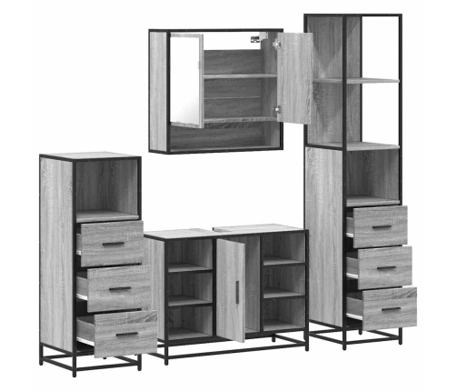 Set de muebles de baño 4 pzas madera contrachapada gris sonoma