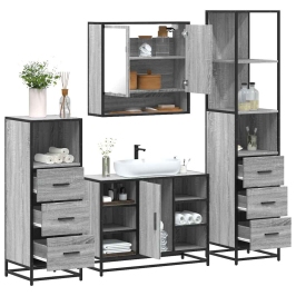 Set de muebles de baño 4 pzas madera contrachapada gris sonoma