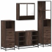 Set de muebles baño 4 pzas madera contrachapada roble marrón