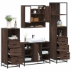 Set de muebles baño 4 pzas madera contrachapada roble marrón