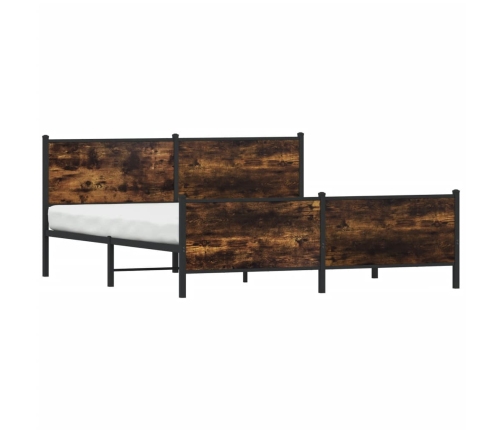 Estructura de cama sin colchón metal roble ahumado 193x203 cm