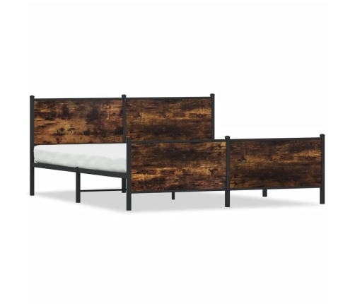 Estructura de cama sin colchón metal roble ahumado 193x203 cm