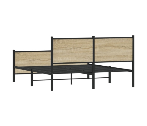 Estructura de cama sin colchón metal roble Sonoma 140x190 cm