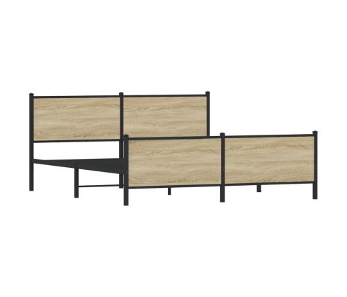 Estructura de cama sin colchón metal roble Sonoma 183x213 cm