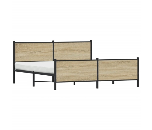 Estructura de cama sin colchón metal roble Sonoma 183x213 cm