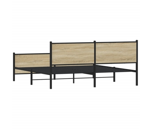 Estructura de cama sin colchón metal roble Sonoma 183x213 cm