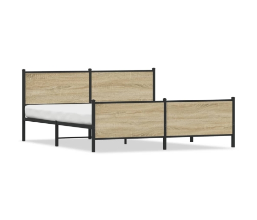 Estructura de cama sin colchón metal roble Sonoma 183x213 cm