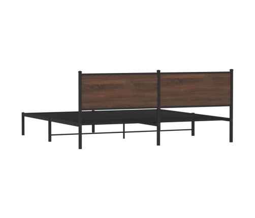 Estructura de cama sin colchón metal roble marrón 200x200 cm