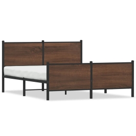 Estructura de cama sin colchón metal marrón roble 140x190 cm