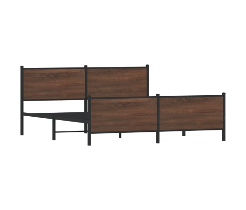 Estructura de cama sin colchón metal roble marrón 200x200 cm