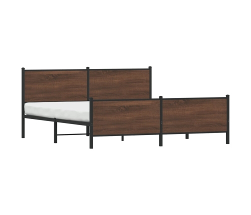 Estructura de cama sin colchón metal roble marrón 200x200 cm