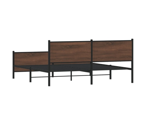 Estructura de cama sin colchón metal roble marrón 200x200 cm