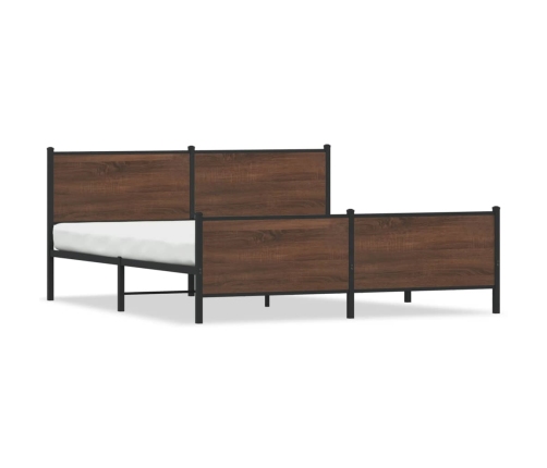 Estructura de cama sin colchón metal roble marrón 200x200 cm