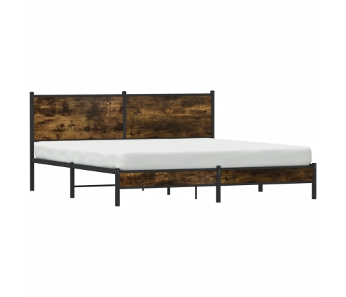 Estructura de cama sin colchón metal roble ahumado 183x213 cm