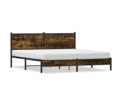 Estructura de cama sin colchón metal roble ahumado 183x213 cm