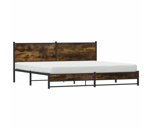 Estructura de cama sin colchón metal roble ahumado 193x203 cm