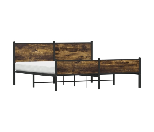 Estructura de cama sin colchón metal roble ahumado 183x213 cm