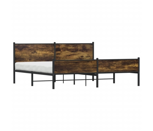 Estructura de cama sin colchón metal roble ahumado 193x203 cm