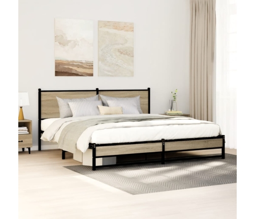 Estructura de cama sin colchón metal roble Sonoma 183x213 cm