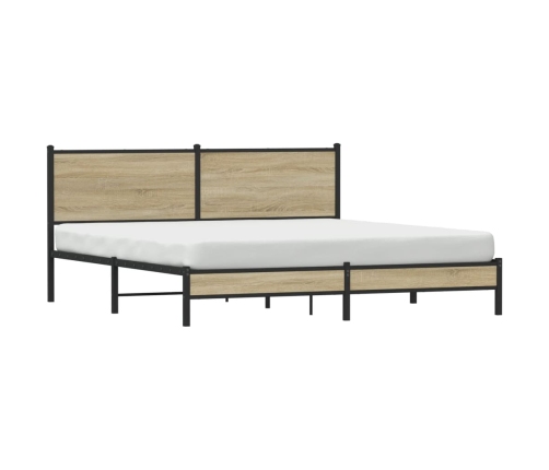 Estructura de cama sin colchón metal roble Sonoma 183x213 cm