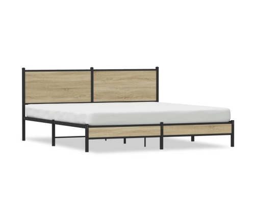 Estructura de cama sin colchón metal roble Sonoma 183x213 cm