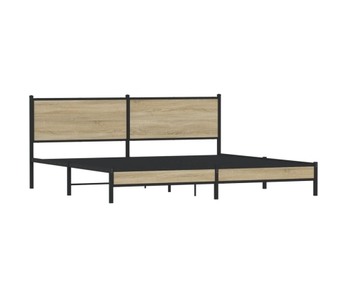 Estructura de cama sin colchón metal roble Sonoma 193x203 cm