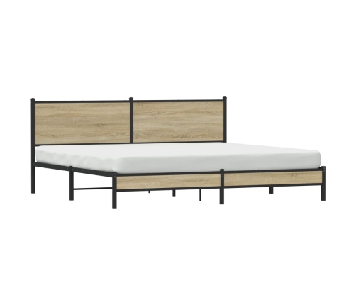 Estructura de cama sin colchón metal roble Sonoma 193x203 cm