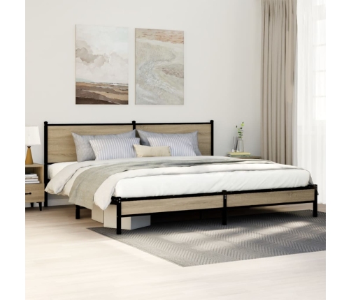 Estructura de cama sin colchón metal roble Sonoma 200x200 cm