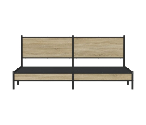 Estructura de cama sin colchón metal roble Sonoma 200x200 cm