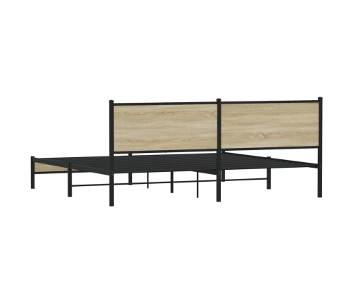 Estructura de cama sin colchón metal roble Sonoma 200x200 cm