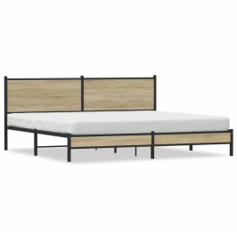 Estructura de cama sin colchón metal roble Sonoma 200x200 cm